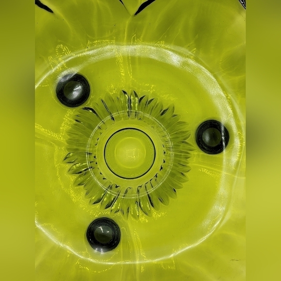 Vintage Indiana Glass Olive Green Footed Bowl - Picture 11 of 14